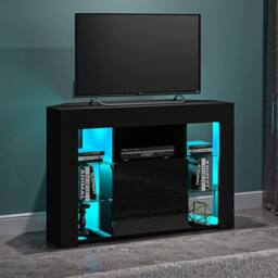 FORGEVIO Black Modern Corner TV Unit Stand - Size: 0.6m2 - thumbnail 6