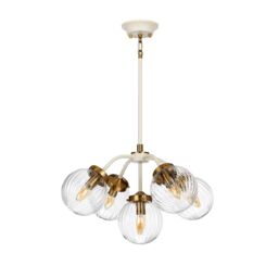 Loops 5 Bulb Ceiling Pendant Cream Painted + Aged Brass Finish Plated LED E14 60W in Metallics - thumbnail 2