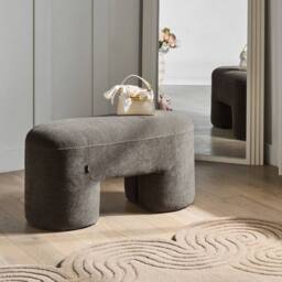 Wyld and Coco Boucle Bench Pouffe Brown - W88 x D39 x H46cm - thumbnail 1