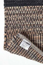 Homescapes Leather Handwoven Herringbone Rug in Black - Size: 150 cm x 240 cm - thumbnail 5