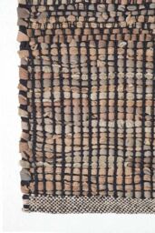 Homescapes Leather Handwoven Herringbone Rug in Black - Size: 150 cm x 240 cm - thumbnail 3