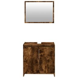 Berkfield Home 2 Piece Bathroom Furniture Set Smoked Oak Engineered Wood in Brown - thumbnail 5