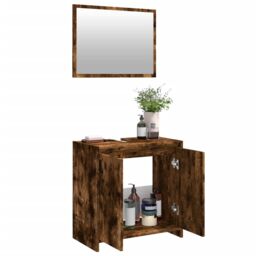 Berkfield Home 2 Piece Bathroom Furniture Set Smoked Oak Engineered Wood in Brown - thumbnail 4