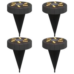 Berkfield Home Solar Ground Lights with Ground Spikes Outdoor 4 pcs Warm White in Black - thumbnail 3