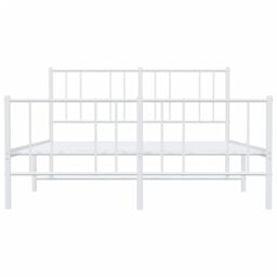 Berkfield Home Metal Bed Frame with Headboard & Footboard White 135x190 cm Double - thumbnail 6