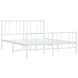 Berkfield Home Metal Bed Frame with Headboard & Footboard White 135x190 cm Double - thumbnail 5