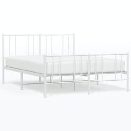Berkfield Home Metal Bed Frame with Headboard & Footboard White 135x190 cm Double - thumbnail 2