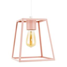 Happy Homewares Industrial Lantern Lamp Shade in Matte Pink with Square Top & Bottom - thumbnail 1