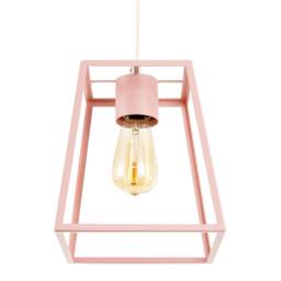 Happy Homewares Industrial Lantern Lamp Shade in Matte Pink with Square Top & Bottom - thumbnail 5