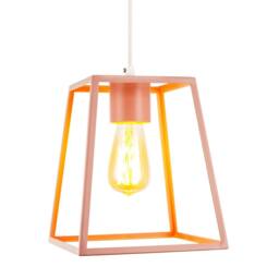 Happy Homewares Industrial Lantern Lamp Shade in Matte Pink with Square Top & Bottom - thumbnail 2