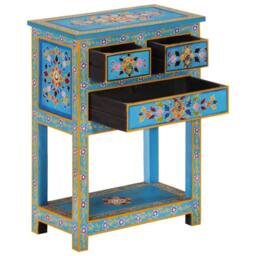 Berkfield Home Sideboard Turquoise 55x30x76 cm Solid Wood Mango - Size: 55 x 30 x 76 cm - thumbnail 2