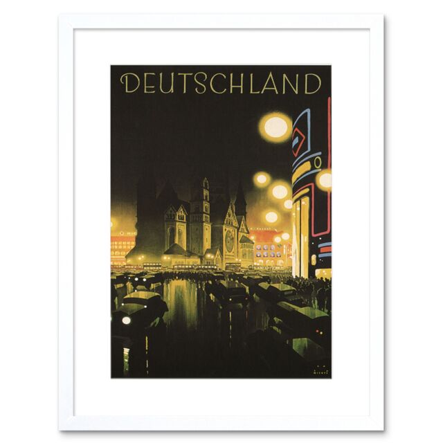 "Artery8 Wall Art Print Berlin Germany Deutschland Travel Artwork Framed 9X7 Inch in White - Size: W7"" x H9""" - image 1