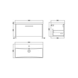 Balterley Winshill Contemporary 1 Drawer Wall Hung Vanity Basin Unit, 800mm in Grey - thumbnail 5