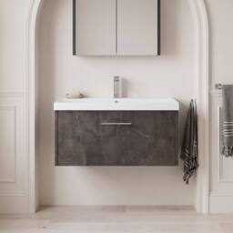 Balterley Winshill Contemporary 1 Drawer Wall Hung Vanity Basin Unit, 800mm in Grey - thumbnail 6