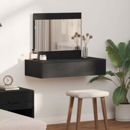 Berkfield Home Wall Hanging Dressing Table Black Oak 83x40x70 cm - Size: 83 x 40 x 70 cm - thumbnail 1