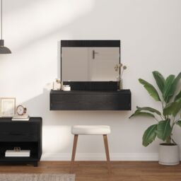 Berkfield Home Wall Hanging Dressing Table Black Oak 83x40x70 cm - Size: 83 x 40 x 70 cm - thumbnail 4