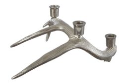 Orsina Antler Design 3 Candle Holder Stand, Christmas Candlestick Holder with Decorative Finish in Silver - thumbnail 4