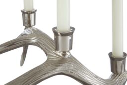 Orsina Antler Design 3 Candle Holder Stand, Christmas Candlestick Holder with Decorative Finish in Silver - thumbnail 3