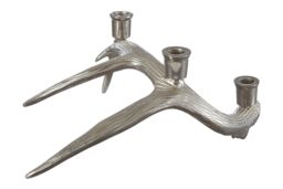 Orsina Antler Design 3 Candle Holder Stand, Christmas Candlestick Holder with Decorative Finish in Silver - thumbnail 1