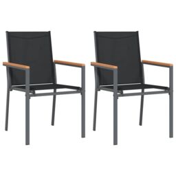 Berkfield Home 3 Piece Garden Dining Set Black Textilene & Steel - thumbnail 4
