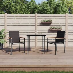 Berkfield Home 3 Piece Garden Dining Set Black Textilene & Steel - thumbnail 1