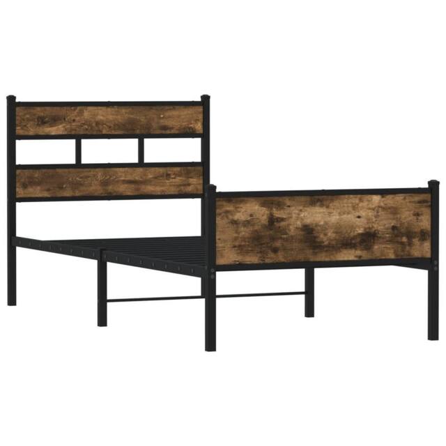 Berkfield Home Elegant Bed Frame without Mattress Smoked Oak 100x200 cm Engineer in Brown - image 1