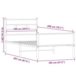 Berkfield Home Elegant Bed Frame without Mattress Smoked Oak 100x200 cm Engineer in Brown - thumbnail 9