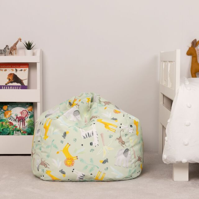 icon Kids Safari Bean Bag Chair Green Childrens Bean Bags - image 1