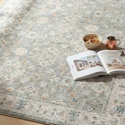 Livabliss Dresden-Vintage Grey Yellow Blue Traditional Boho Living Dining Rug - Size: 150 cm x 220 cm - thumbnail 7