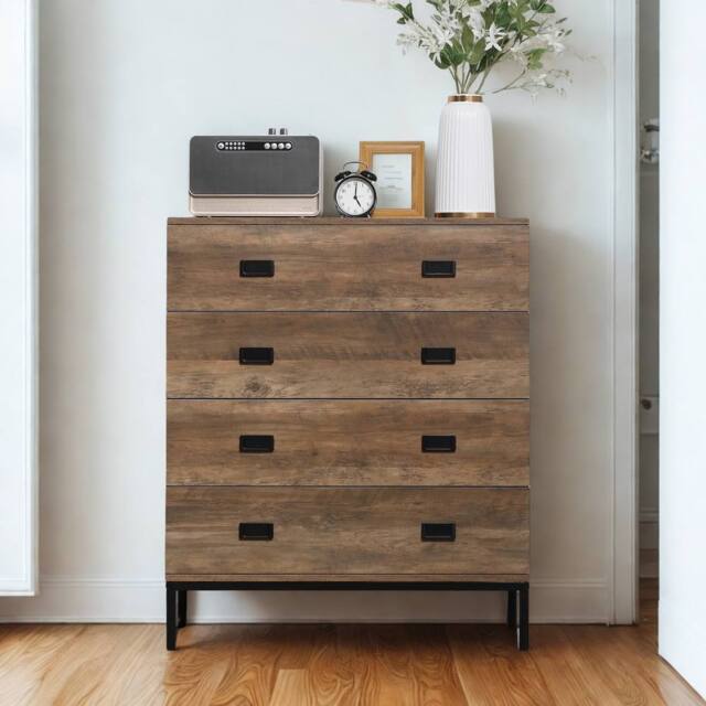 Pirlo Plush Wide 4 Drawers Bedroom Storage Chest Unit in Brown - image 1
