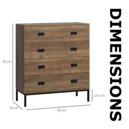 Pirlo Plush Wide 4 Drawers Bedroom Storage Chest Unit in Brown - thumbnail 7