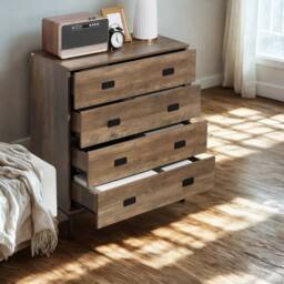 Pirlo Plush Wide 4 Drawers Bedroom Storage Chest Unit in Brown - thumbnail 2