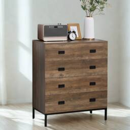 Pirlo Plush Wide 4 Drawers Bedroom Storage Chest Unit in Brown - thumbnail 4