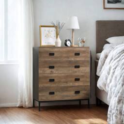Pirlo Plush Wide 4 Drawers Bedroom Storage Chest Unit in Brown - thumbnail 3