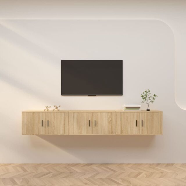 Berkfield Home Wall-mounted TV Cabinets 3 pcs Sonoma Oak 80x34.5x40 cm in Brown - image 1