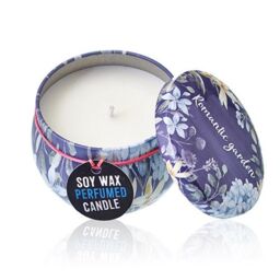 KDMD Art Tin Candle - Assorted Design - Romantic Garden - Tea & Rose in Purple