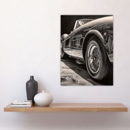 Artery8 Sleek & Sporty Hyper Realistic Graphite Drawing Sports Car Spoke Wheels Gift For Him Large Wall Art Poster Print Thick Paper 18X24 Inch - thumbnail 4