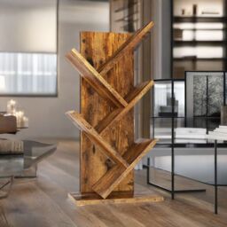 Rafaelo Mobilia 4 Tree Book Shelf Free-Standing Industrial Rustic Brown - thumbnail 5