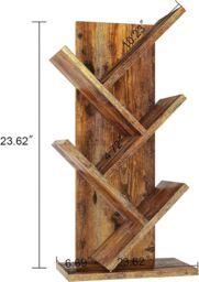 Rafaelo Mobilia 4 Tree Book Shelf Free-Standing Industrial Rustic Brown - thumbnail 6
