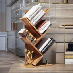 Rafaelo Mobilia 4 Tree Book Shelf Free-Standing Industrial Rustic Brown - thumbnail 2