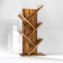 Rafaelo Mobilia 4 Tree Book Shelf Free-Standing Industrial Rustic Brown - thumbnail 4