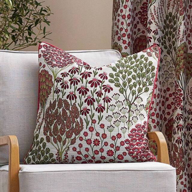 Wylder Ophelia Floral Jacquard Cushion in Red - Size: 50 cm x 50 cm - image 1
