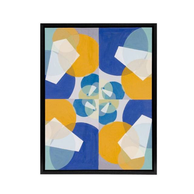 "Artery8 Joseph Schillinger Green Squares Abstract Painting Framed Canvas Art - Size: W12"" x H16""" - image 1