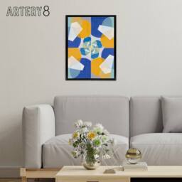 "Artery8 Joseph Schillinger Green Squares Abstract Painting Framed Canvas Art - Size: W12"" x H16""" - thumbnail 3