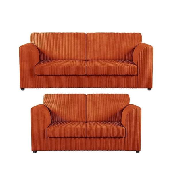 Furniture 786 Hannah Jumbo Cord Full Back 3+2 Seater Sofa Set in Orange - image 1