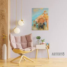 "Artery8 Evocation of Roussel Floral Portrait Redon Canvas Wall Art in Blue - Size: W18"" x H24""" - thumbnail 3