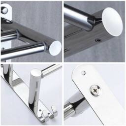 Nordara Stainless Steel Wall Mounted 3 Tier Towel Rail Chrome Bathroom in Silver - thumbnail 5