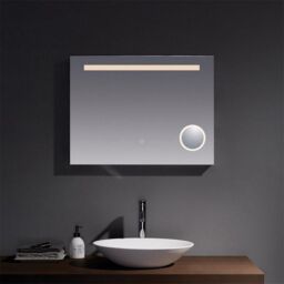 Clifton 80cm Tall LED Bathroom Wall Mirror with Touch Sensor in Natural - thumbnail 1