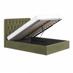 Flair Marley Buttoned Headboard Ottoman Bed Green Velvet - Size: Double - thumbnail 6