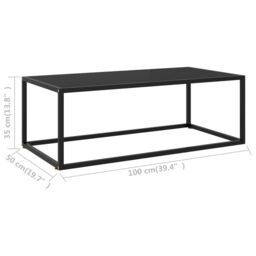 Berkfield Home Coffee Table Black with Black Glass 100x50x35 cm - Size: 100 x 50 x 35 cm - thumbnail 6